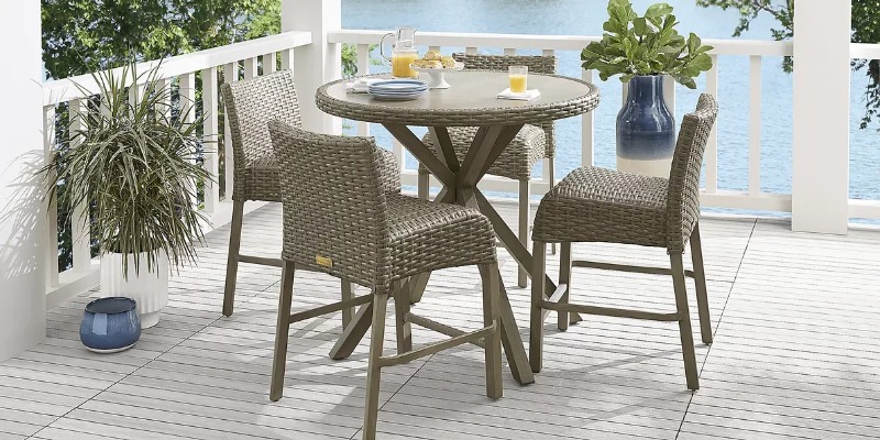 Siesta Key driftwood 5 piece round dining set