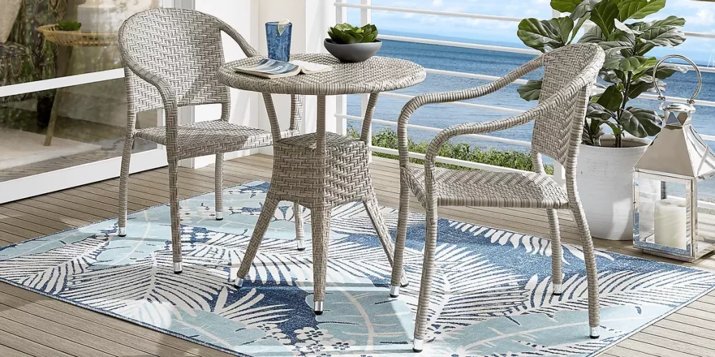 Gray wicker online table