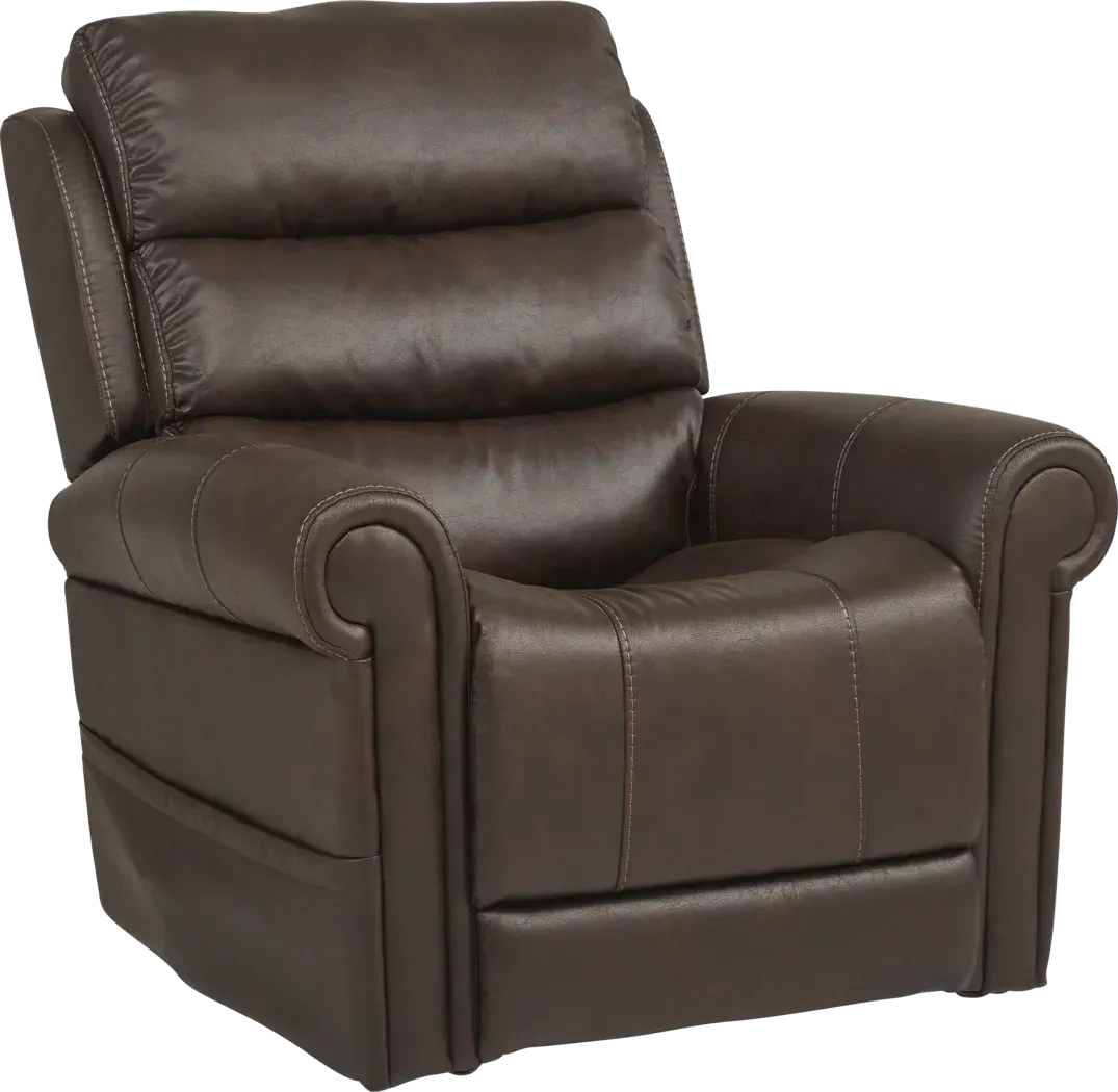 A leather-like power lift recliner is breathable and cool on hot days yet warm and cozy on chilly nights. 